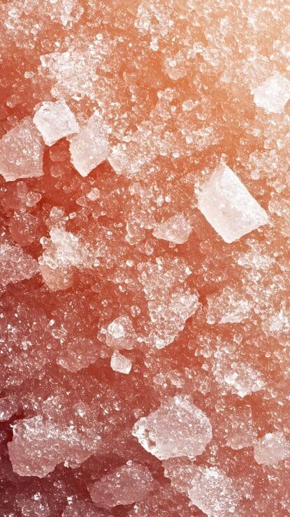 Macro close-up of Himalayan pink salt crystal texture